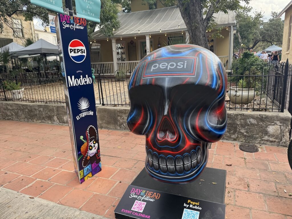 A skull designed with Pepsi branding.